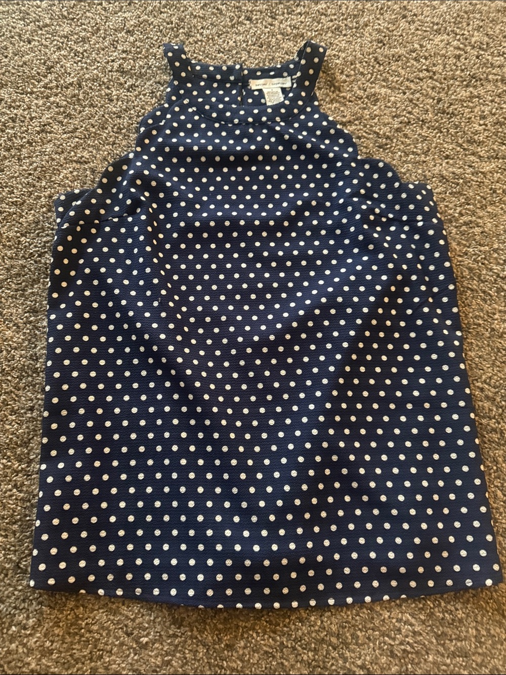 Navy Blue Polka Dot Sleeveless Blouse